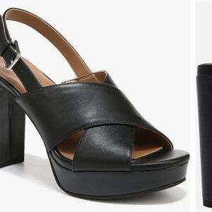 Naturalizer Black Platform Slingback Sandals NWOT 12